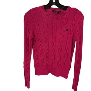 Brooks Brothers Women’s Cable Knit Sweater Pink 100% Cotton Sz S EUC
